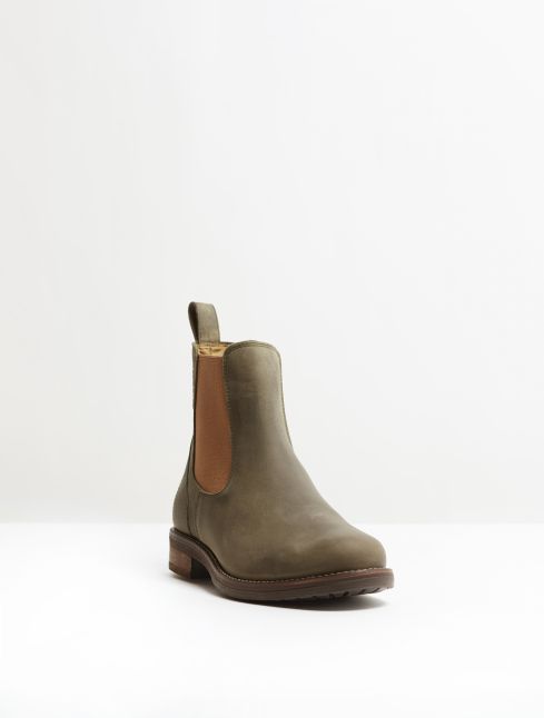 Kingsley Amsterdam Chelsea Boots gaucho green, light brown front view