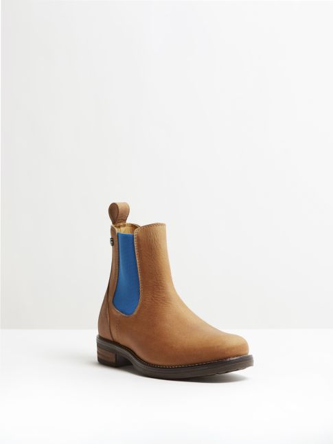 Kingsley Amsterdam Chelsea Boots gaucho brown, royal blue front view