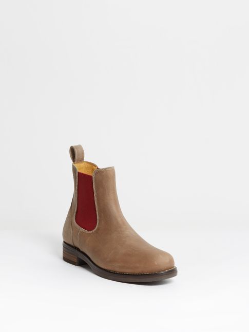 Kingsley Amsterdam Chelsea Boots gaucho grey, red front view
